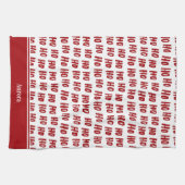 おもしろいホーホー文字レッドホリデーパターンクリスマス キッチンタオル (横)