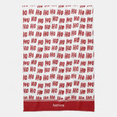 おもしろいホーホー文字レッドホリデーパターンクリスマス キッチンタオル (縦)