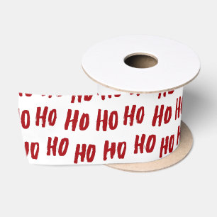 おもしろいホーホー文字レッドホリデーパターンクリスマス サテンリボン