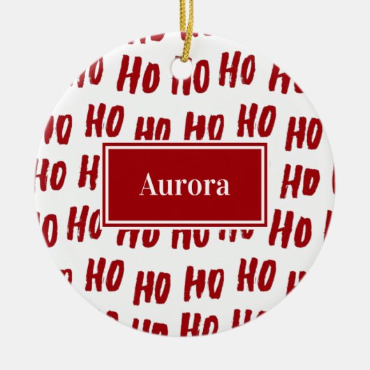 おもしろいホーホー文字レッドホリデーパターンクリスマス セラミックオーナメント (正面)