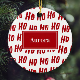 おもしろいホーホー文字レッドホリデーパターンクリスマス セラミックオーナメント