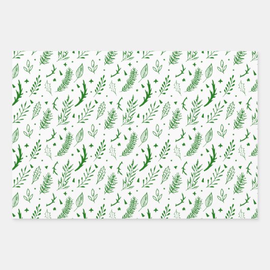 おもしろいホーホー文字レッドホリデーパターンクリスマス ラッピングペーパーシート (正面2)