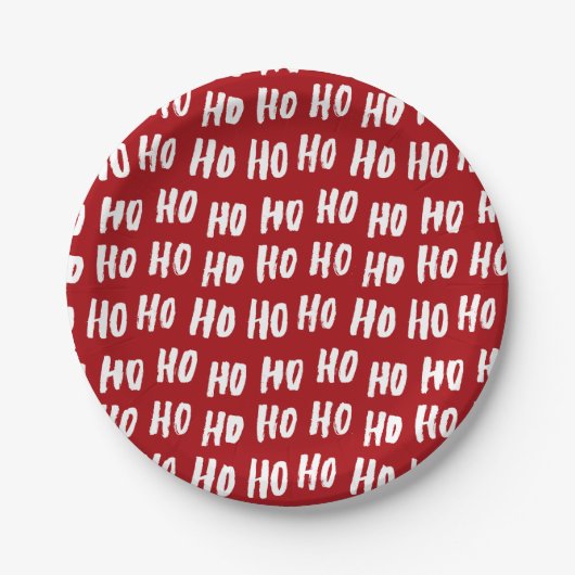 おもしろいホーホー文字レッドホリデーパターンクリスマスv2 ペーパープレート (正面)