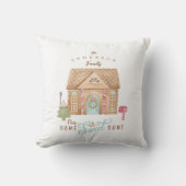 おもしろいホームスイートホームウォーターカラージンガーブレッドハウス クッション (正面)