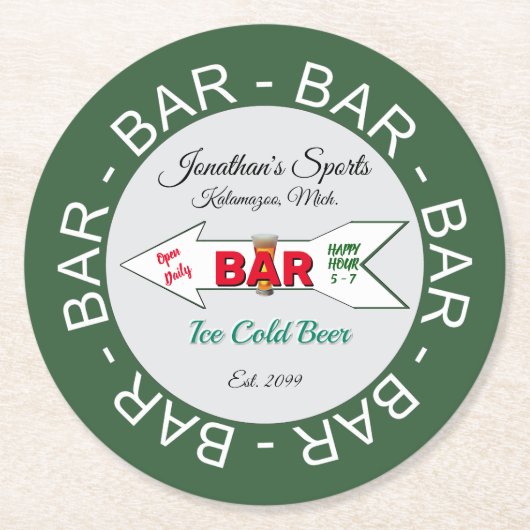 おもしろいホームスポーツバー紙 ラウンドペーパーコースター (正面)