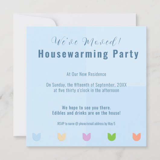 おもしろいホームズチューリップフラワーズ引っ越し祝いパーティーパーティー招待状 案内状 (正面)