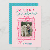おもしろいボウ写真フレームクリスマス シーズンカード (正面/裏面)