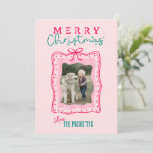 おもしろいボウ写真フレームクリスマス シーズンカード (スタンド正面)