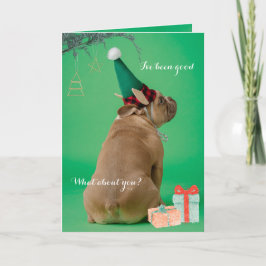 おもしろいボクサー犬のクリスマス私は良い折り畳みカード シーズンカード