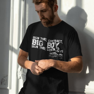 おもしろいボクシング契約の大男の子に署名グランジする Tシャツ