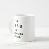 おもしろいボスドルの割合マネーシンボル（緑） コーヒーマグカップ (正面左)