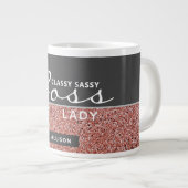 おもしろいボスレディバラ金ゴールドピンクグリッター名 ジャンボコーヒーマグカップ (正面右)