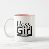 おもしろいボス·ガール·ギフト ツートーンマグカップ (左)