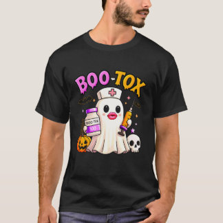 おもしろいボトックス美人看護師ゴーストスカルパンプキン Tシャツ