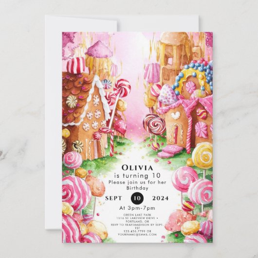 おもしろいボホキャンディランド誕生日 招待状 (正面)
