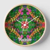 おもしろいボホグリーンネームパーソナライズされたインスピリシティ 壁時計 (正面)