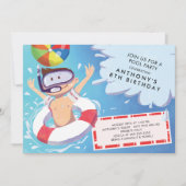 おもしろいボーイズプールパーティの招待状 招待状 (正面)