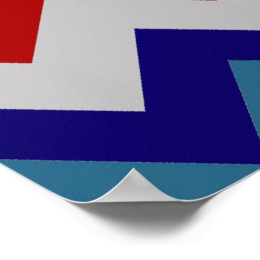 おもしろいボーイズ恐竜の赤い青のシェブロン模様 ポスター (角)