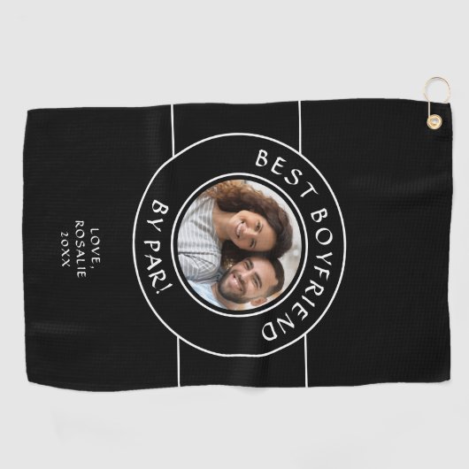 おもしろいボーイフレンドBy Parフォトモダン白黒 ゴルフタオル (横)