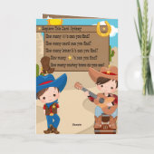 おもしろいボーズカウボーイカラーリングページハッピーバースデー カード (裏面)