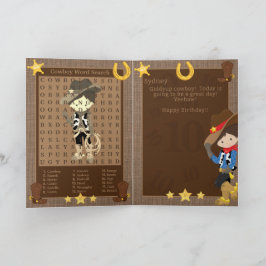 おもしろいボーズカウボーイワードサーチハッピーバースデー カード