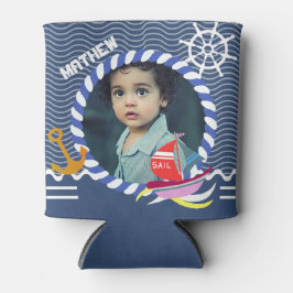 おもしろいボーツフォトネイビーブルークーラーボックス 缶クーラー