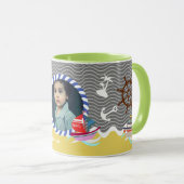 おもしろいボート写真グレー黄色 マグカップ (正面右)