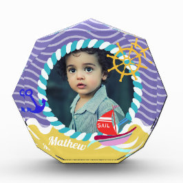 おもしろいボート写真パープルイエロー フォトブロック