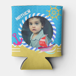 おもしろいボート写真ブルーイエロークーラーボックス 缶クーラー