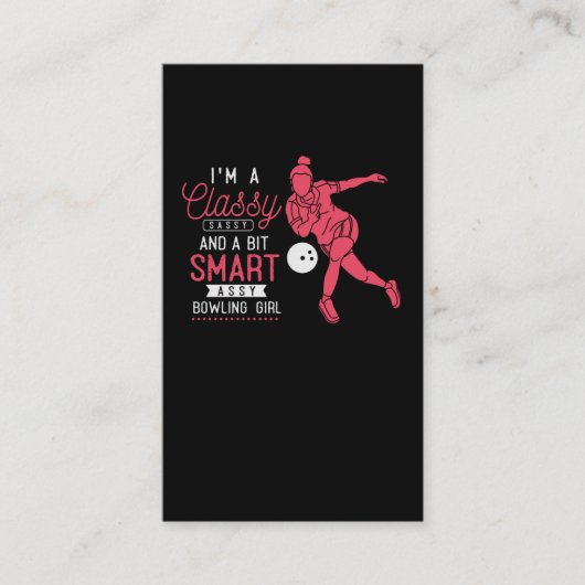 おもしろいボーリングガールウィッティボウリングをする人、 クリケットの投手ユーモア 名刺 (正面)