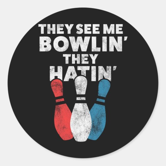 おもしろいボーリングギフトの女男性へ性またはパパ ラウンドシール (正面)