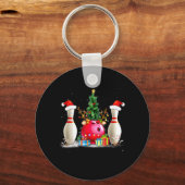 おもしろいボーリングクリスマスサンタハットクリスマスボーリング恋人 キーホルダー (正面)