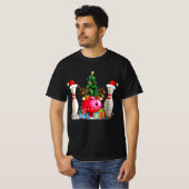 おもしろいボーリングクリスマスサンタハットクリスマスボーリング恋人 Tシャツ (正面フル)