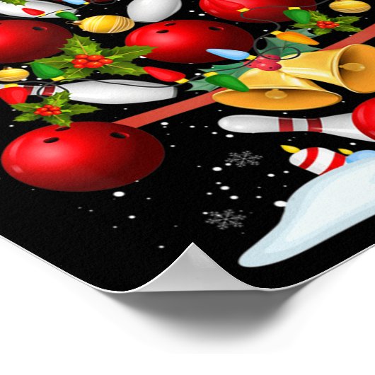 おもしろいボーリングクリスマスツリーMのためのクリスマスの贈り物 ポスター (角)