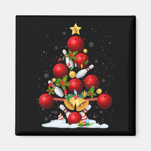 おもしろいボーリングクリスマスツリーMのためのクリスマスの贈り物 マグネット (正面)