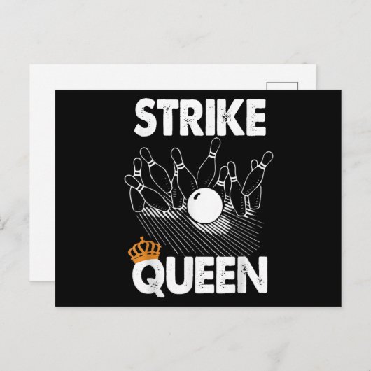 おもしろいボーリングストライククイーンティーシャツメンズウィメンズ インビテーションポストカード (正面/裏面)
