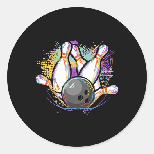 おもしろいボーリングチーム – ボウリングをする人、 クリケットの投手ボーリング ラウンドシール (正面)