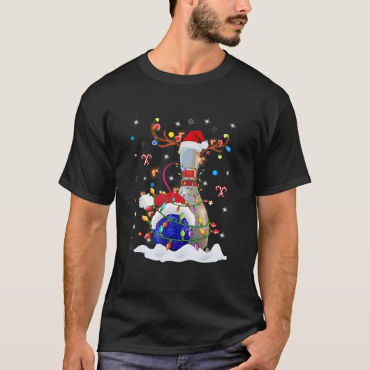 おもしろいボーリングボールクリスマスボーリングピンサンタハットL Tシャツ (正面)
