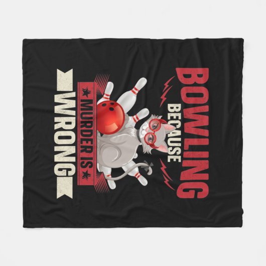 おもしろいボーリング殺害猫好きスポーツ フリースブランケット (正面(横))