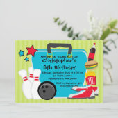 おもしろいボーリング男子バースデーパーティ招待状 招待状 (スタンド正面)