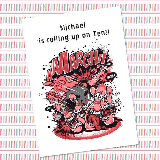 おもしろいボーリング誕生日パーティーキャラクター 招待状