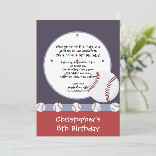 おもしろいボールボーイズバースデーパーティ招待状 招待状 (スタンド正面)