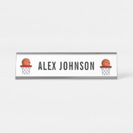 おもしろいボール&バスケットボールプレイヤーコーチカスタム デスクネームプレート