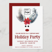 おもしろいポインセチア・トナカイ企業のロ 招待状 (正面/裏面)