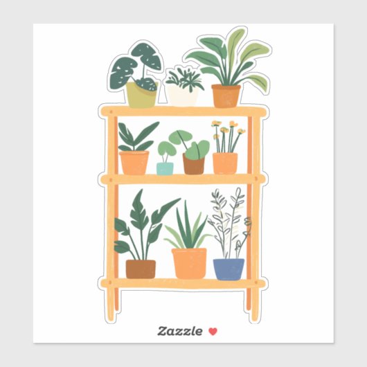 おもしろいポッテドハウスプラントイラストレーション シール (シート)