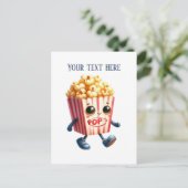 おもしろいポップコーン愛好家を追加文字 ポストカード (スタンド正面)