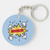 おもしろいポップ・アートのアート漫画ブックスタイル吹き出しロゴ キーホルダー (裏面)