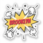 おもしろいポップ・アートのアート漫画ブックスタイル吹き出しロゴ シール (正面)