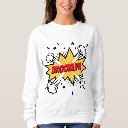 おもしろいポップ・アートのアート漫画ブックスタイル吹き出しロゴ スウェットシャツ (正面)