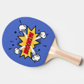 おもしろいポップ・アートのアート漫画ブックスタイル吹き出しロゴ 卓球ラケット (横)